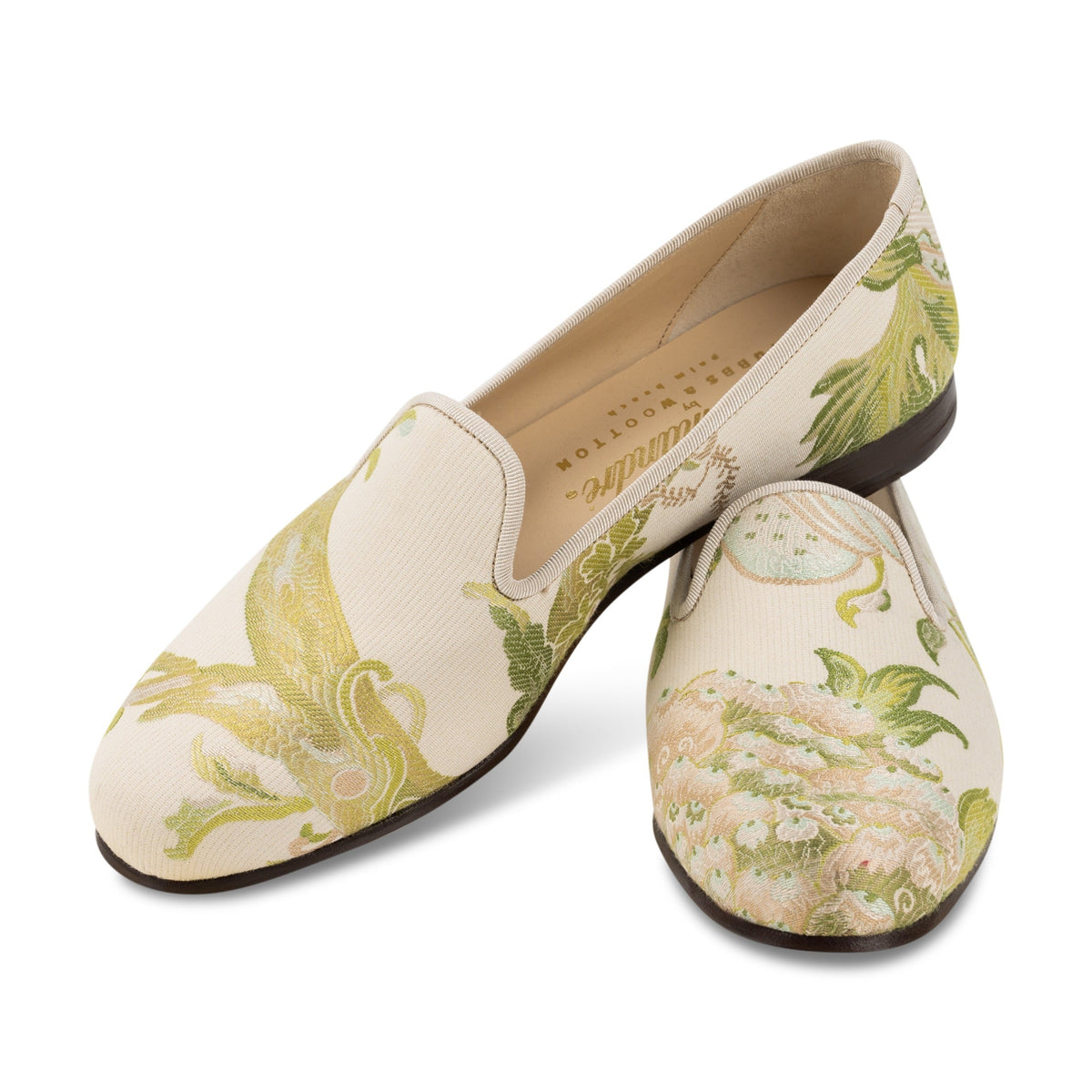 Our Jardin Ivory Silk Slipper (Woman) item is photographed here against a white background.