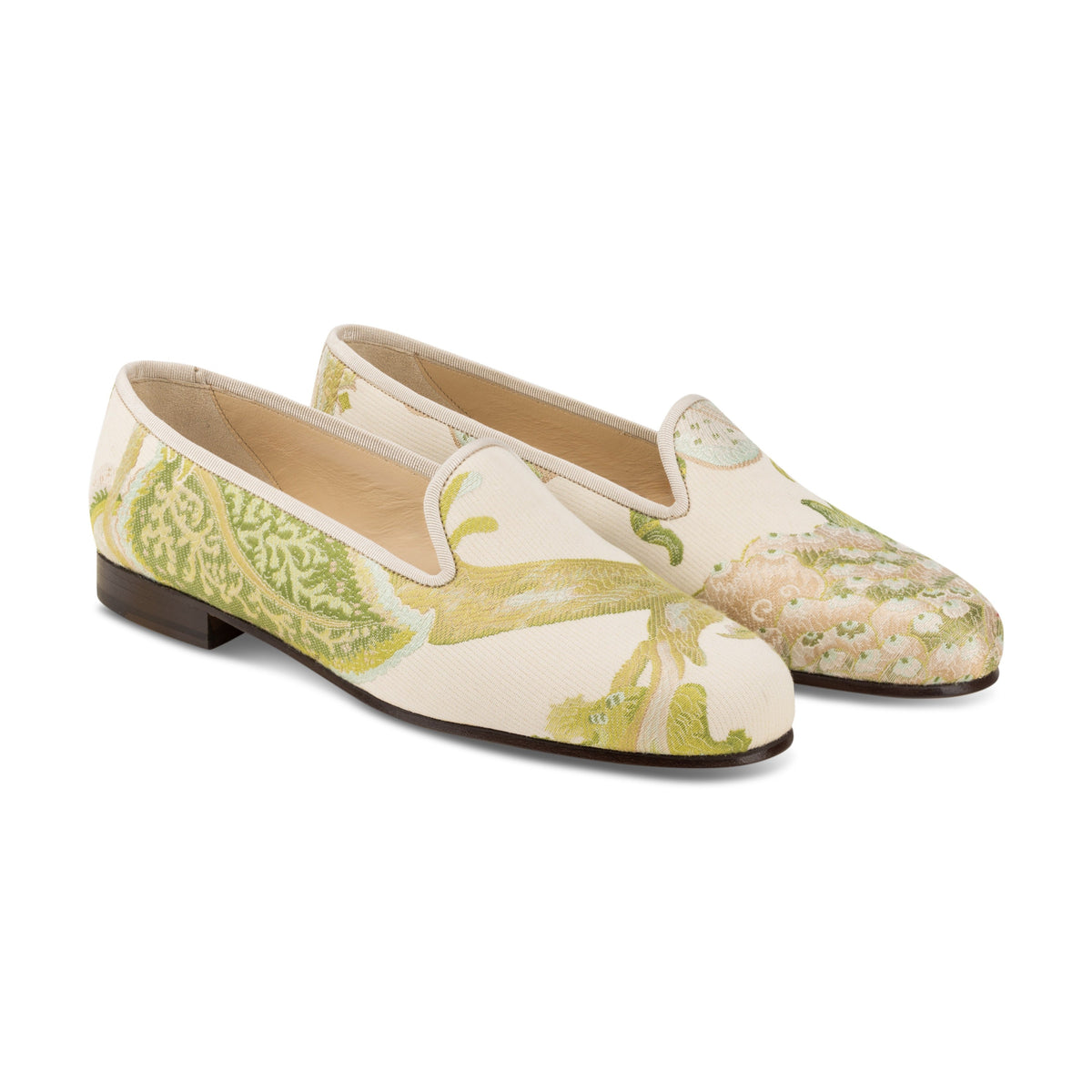 Our Jardin Ivory Silk Slipper (Woman) item is photographed here against a white background.