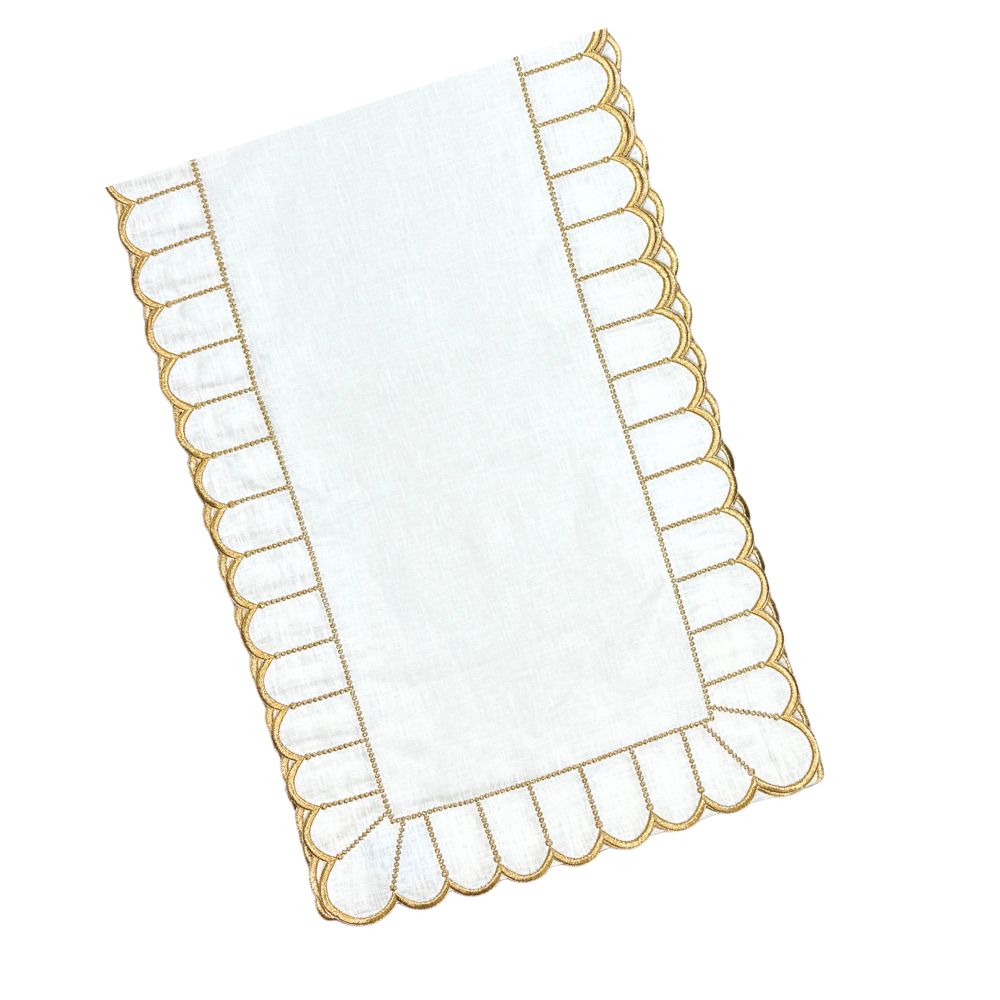 Studio Collection in Linen: Pippa Runner in White/Gold