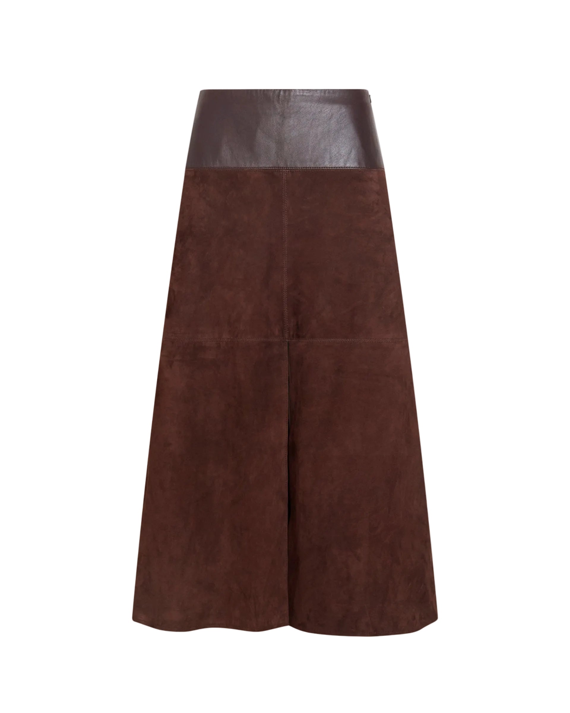 Suede/Leather Hudson Skirt in Dark Fig
