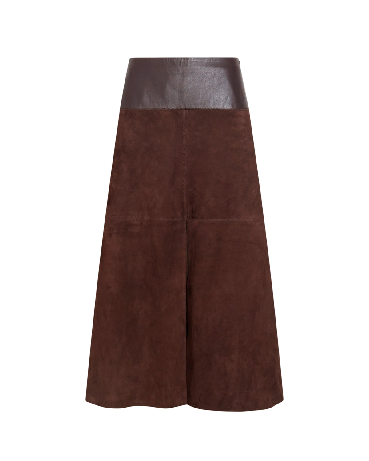 Suede/Leather Hudson Skirt in Dark Fig
