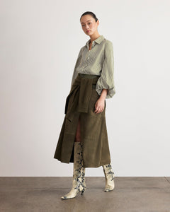 Suede/Leather Hudson Skirt in Army