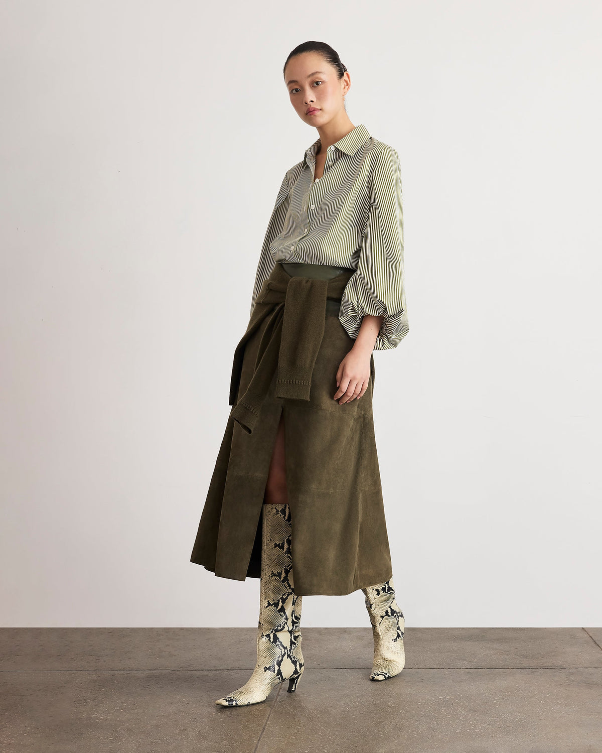 Marina Stripe Top in Sprout/Optic White Multi