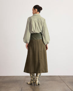 Suede/Leather Hudson Skirt in Army
