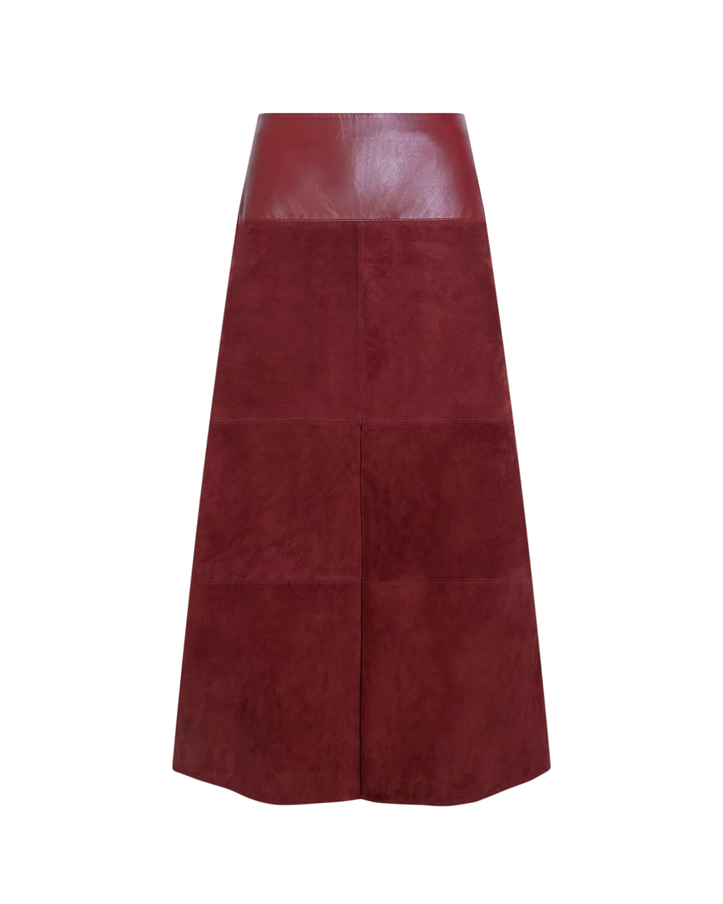 Suede/Leather Hudson Skirt in Deep Redwood