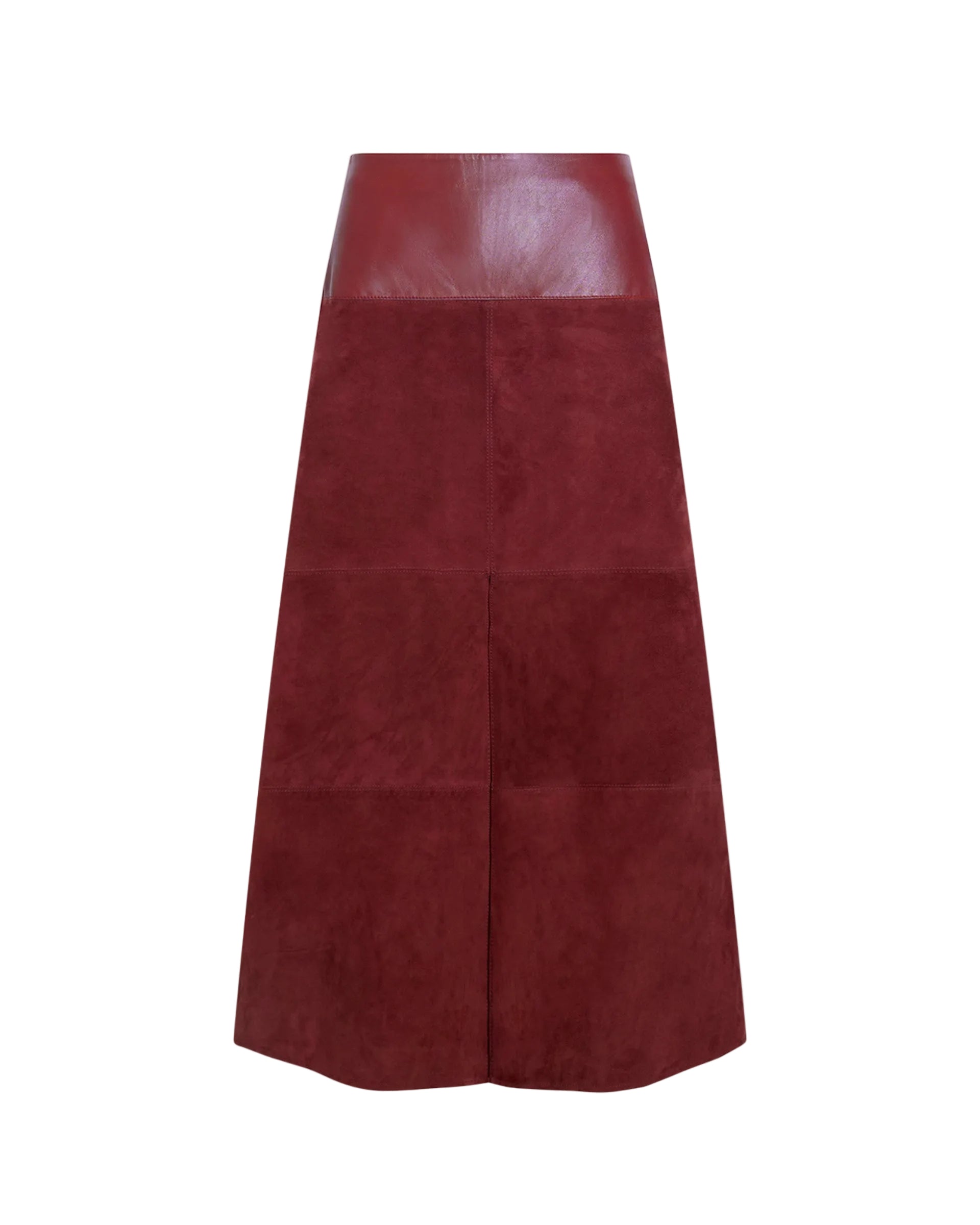 Suede/Leather Hudson Skirt in Deep Redwood