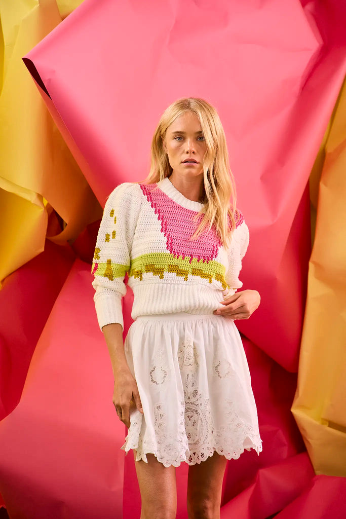 Sully Pullover in White Multi