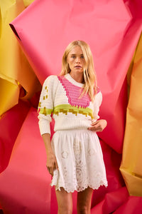 Sully Pullover in White Multi