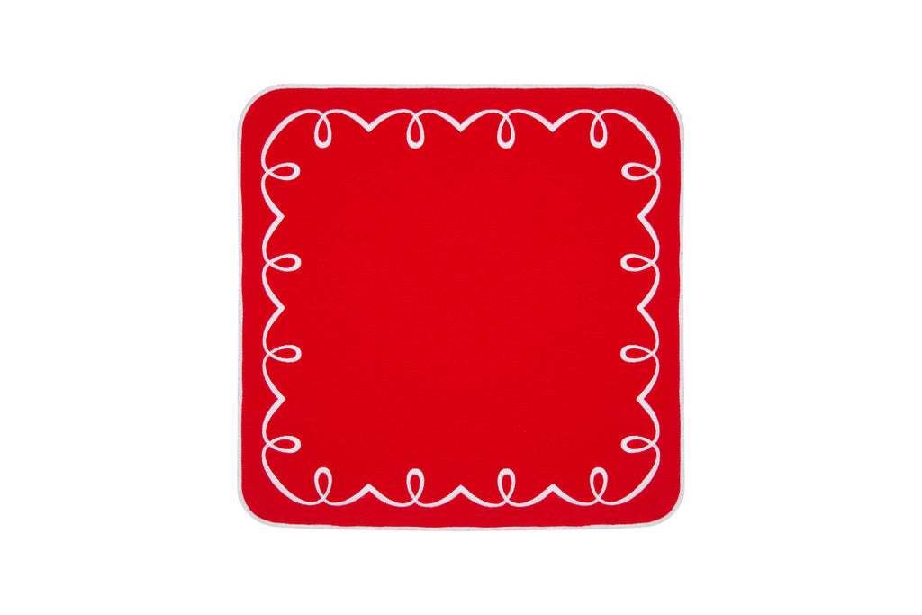 Sylvie Placemat & Napkin Set in Red & White