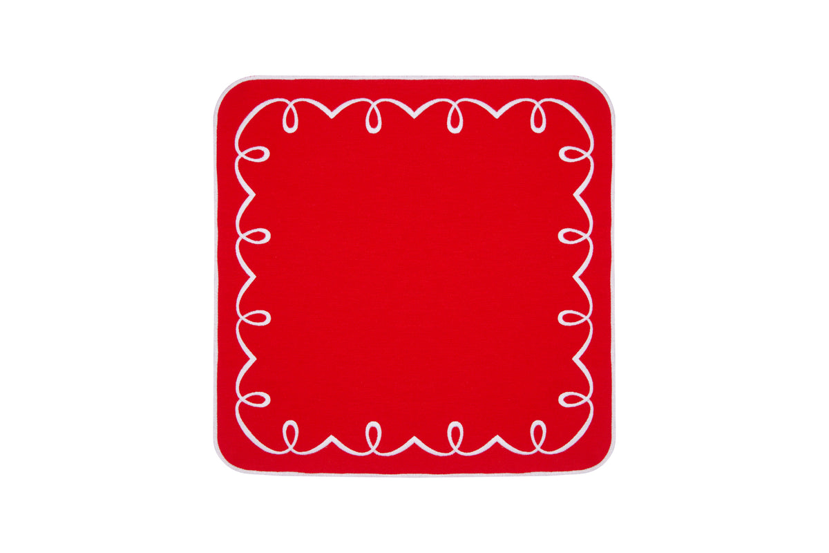 Sylvie Placemat & Napkin Set in Red & White