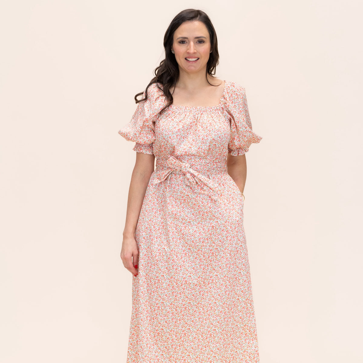 Women's Bonjour Dress in Peach Floral