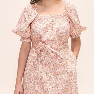 Women's Bonjour Dress in Peach Floral