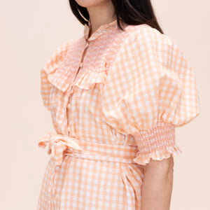 Women’s Gen Dress - Peach Gingham/ Pink