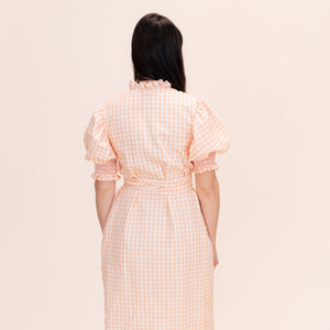 Women’s Gen Dress - Peach Gingham/ Pink