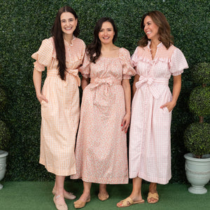 Women’s Gen Dress - Peach Gingham/ Pink