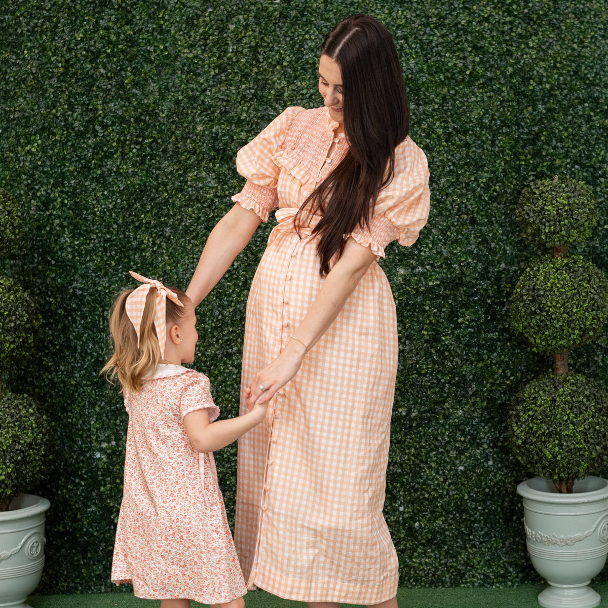 Women’s Gen Dress - Peach Gingham/ Pink