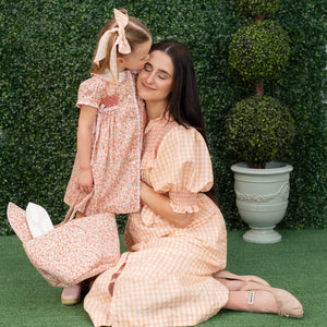 Women’s Gen Dress - Peach Gingham/ Pink