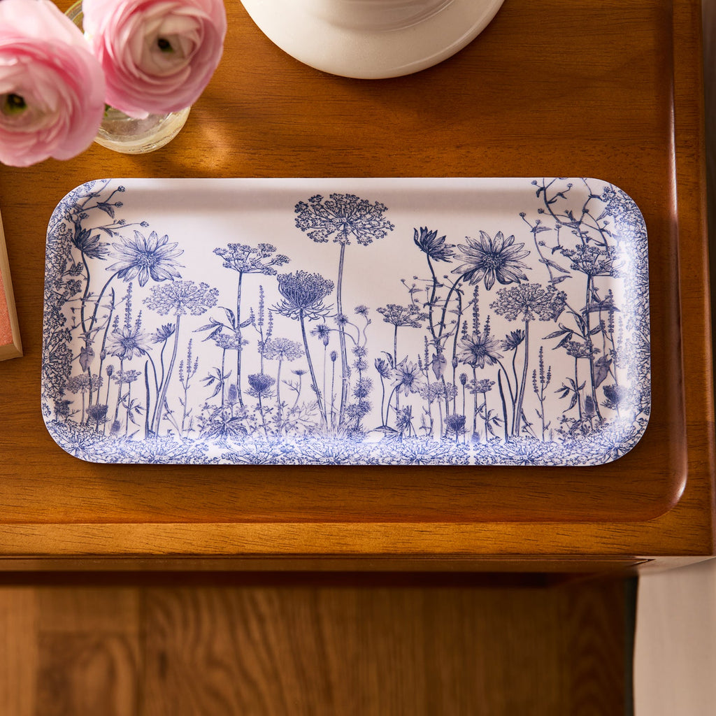 Summer Blues Small Rectangular Birchwood Tray