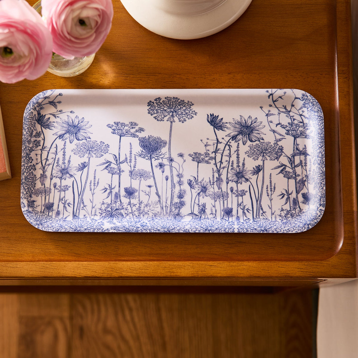 Summer Blues Small Rectangular Birchwood Tray