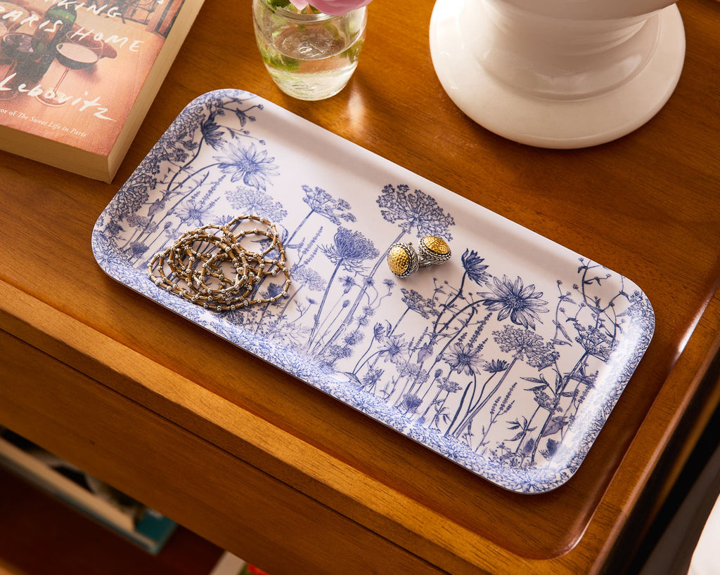 Summer Blues Small Rectangular Birchwood Tray