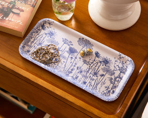 Summer Blues Small Rectangular Birchwood Tray