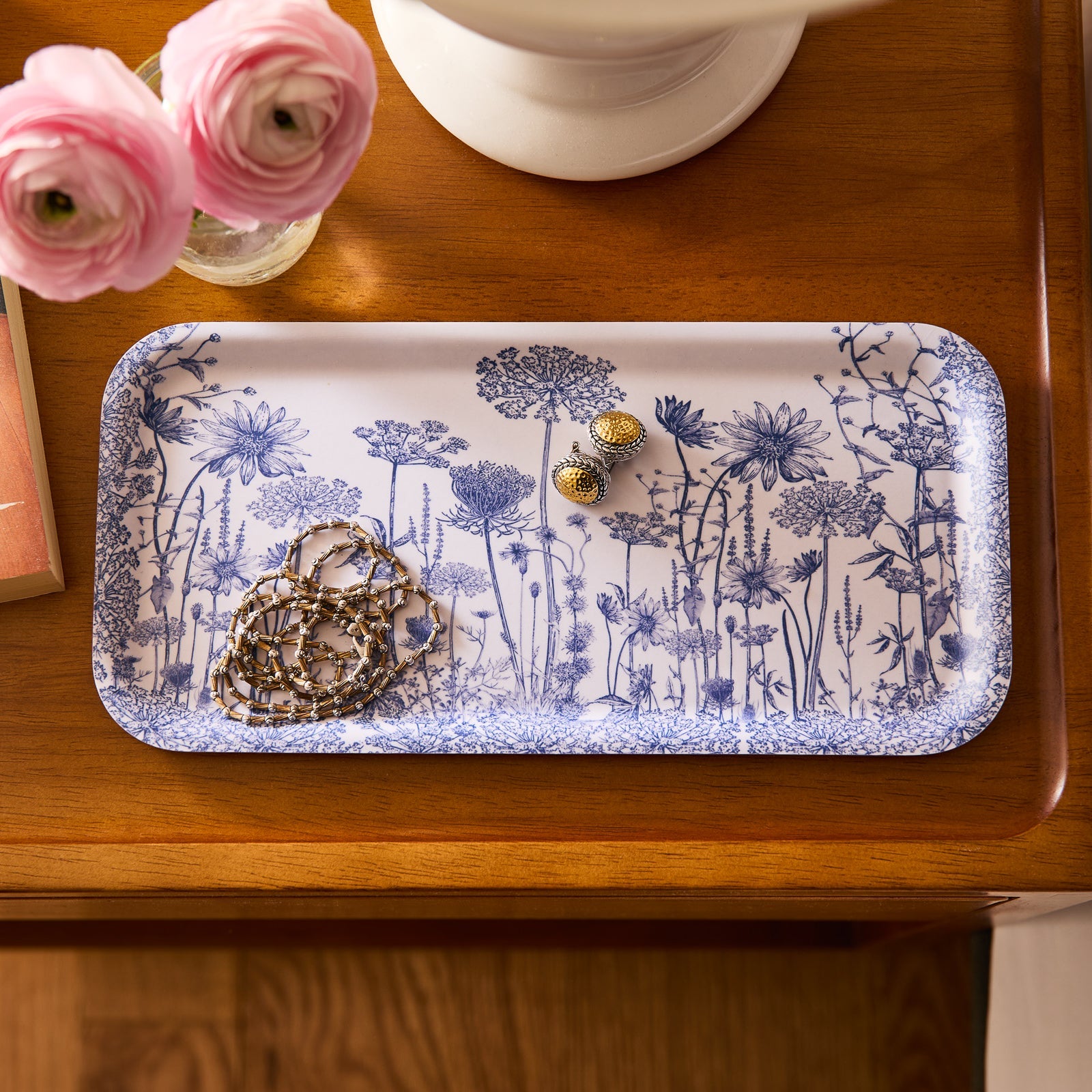 Summer Blues Small Rectangular Birchwood Tray
