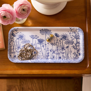 Summer Blues Small Rectangular Birchwood Tray