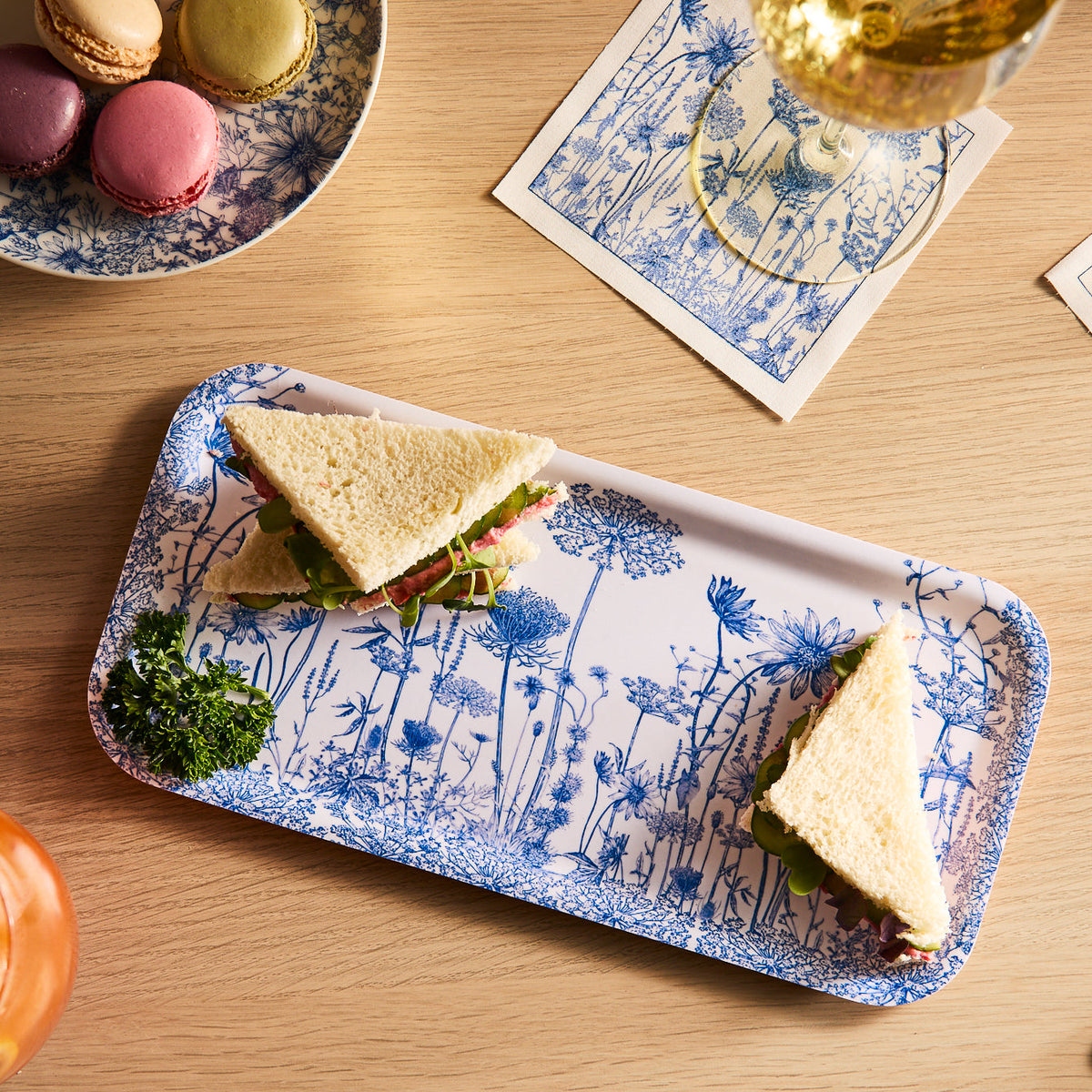 Summer Blues Small Rectangular Birchwood Tray
