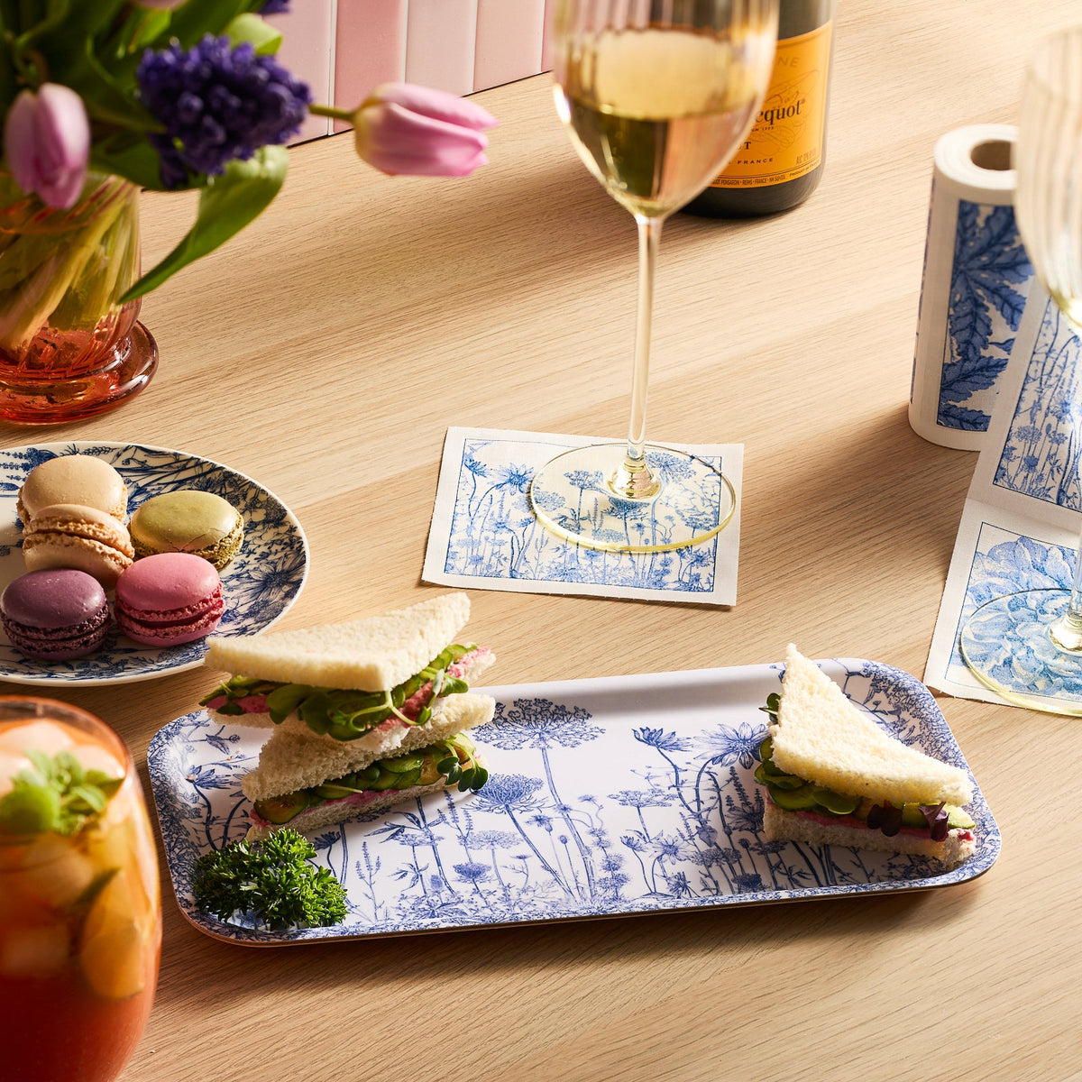 Summer Blues Small Rectangular Birchwood Tray