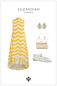 Decades Dress in Yellow Chevron