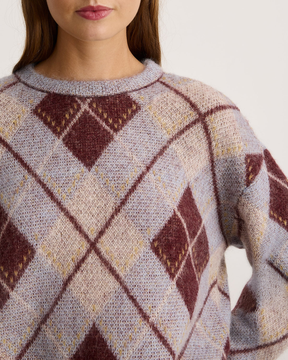 Sybil Sweater in Winter Sky/Mahogany/Cream