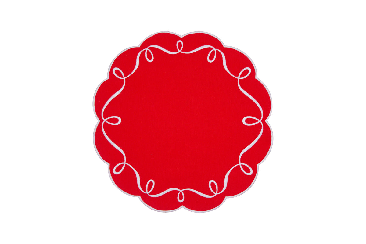 Sylvie Placemat & Napkin Set in Red & White