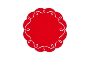 Sylvie Placemat & Napkin Set in Red & White