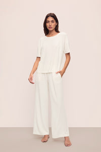 Pointelle Short Sleeve Tee in Ivory