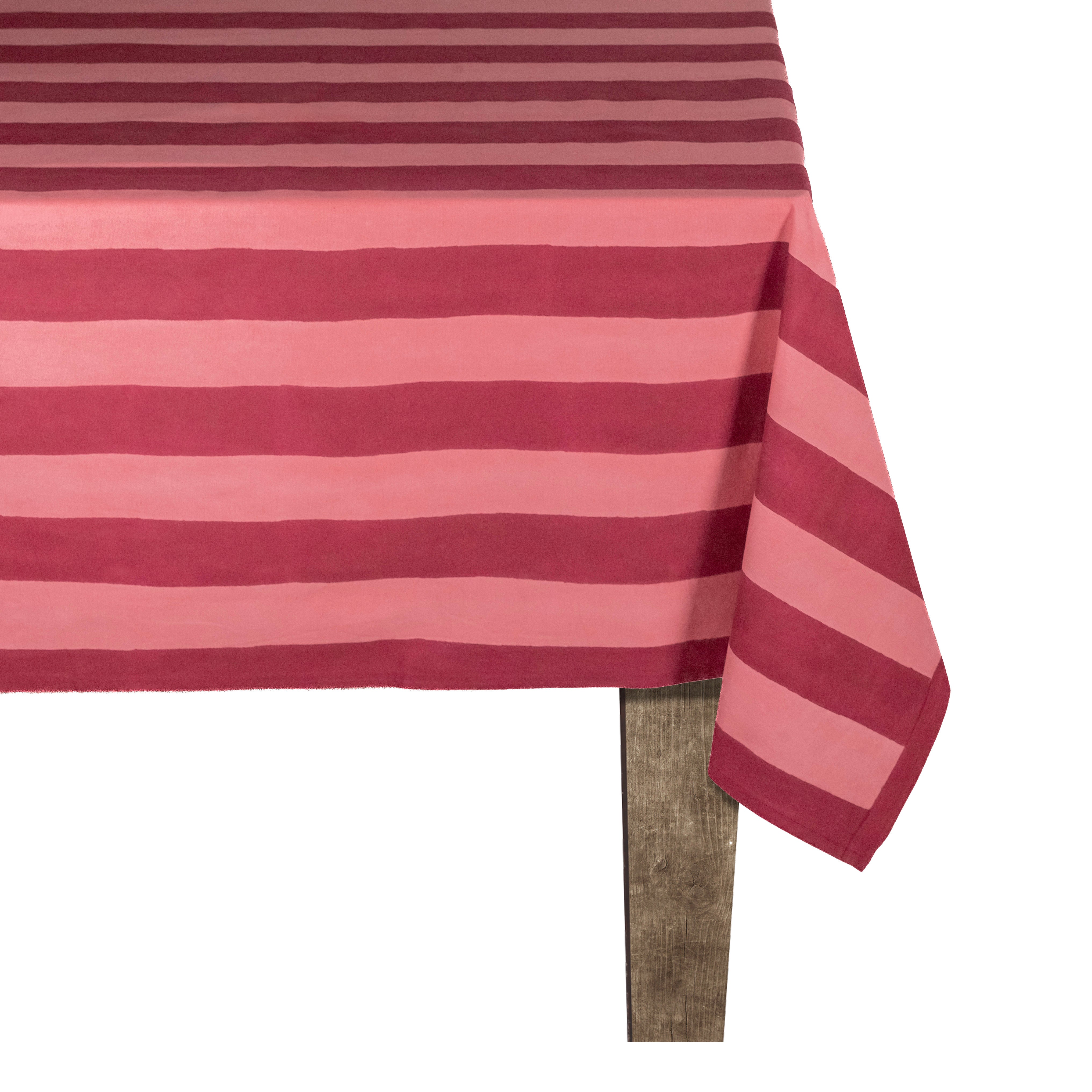 Elena Red Stripe Tablecloth