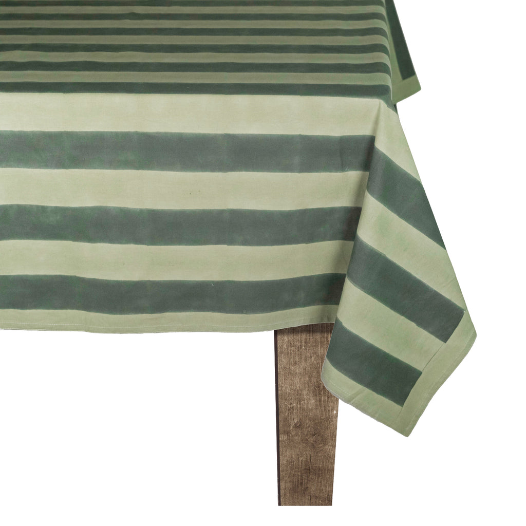Elena Green Stripe Tablecloth