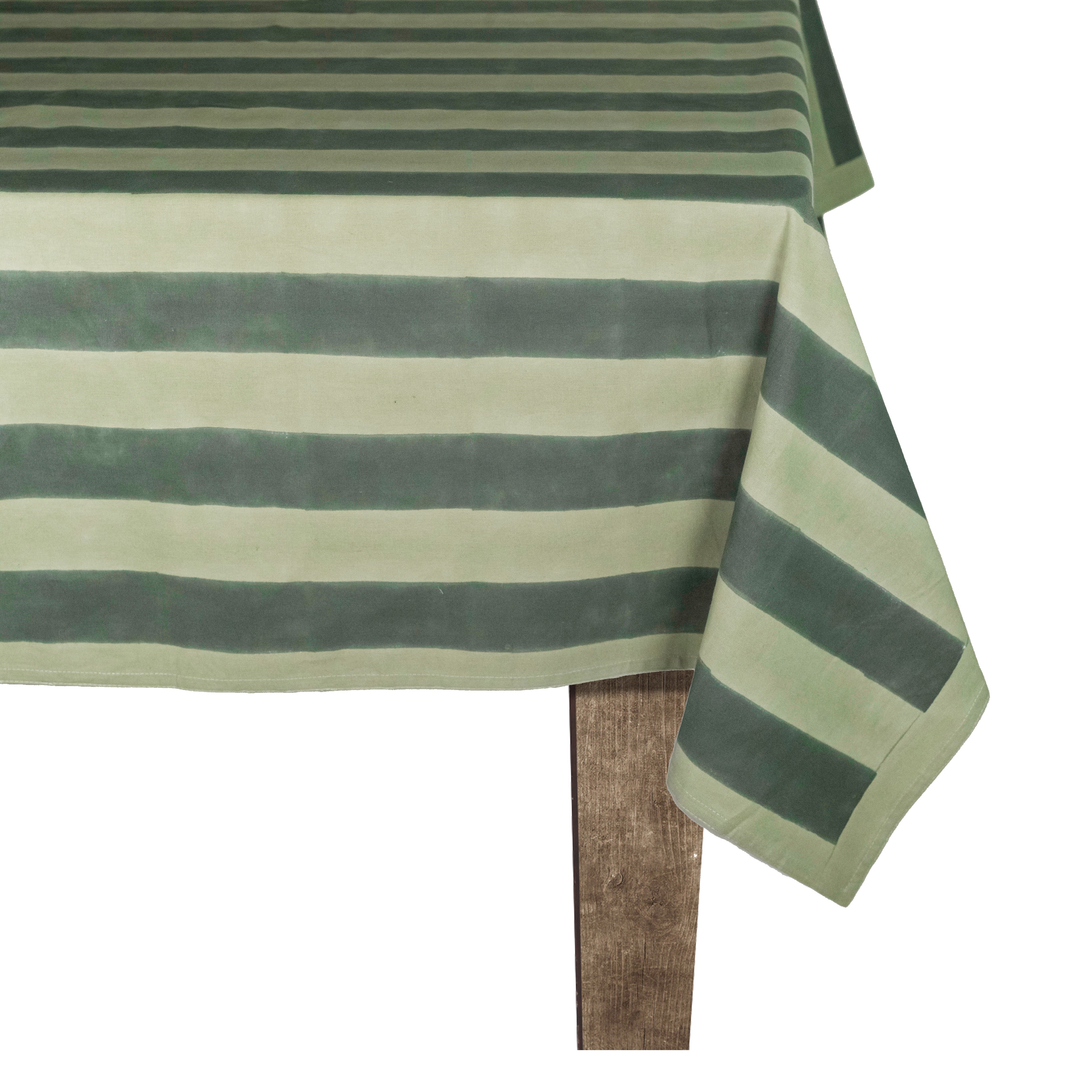 Elena Green Stripe Tablecloth