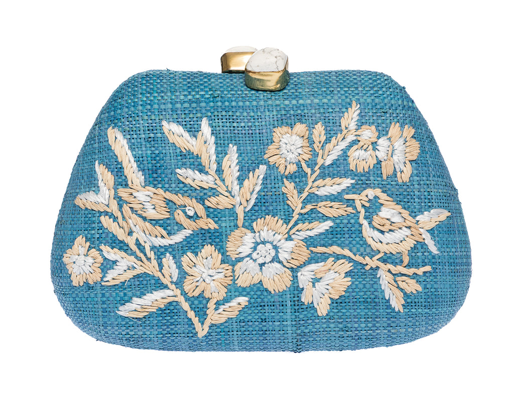 Tamu Clutch in Blue/White