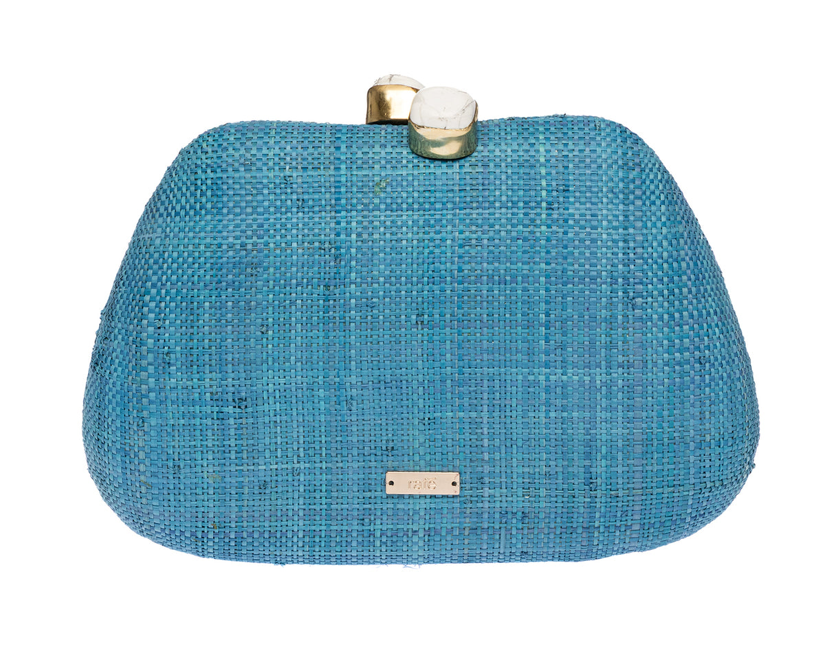 Tamu Clutch in Blue/White