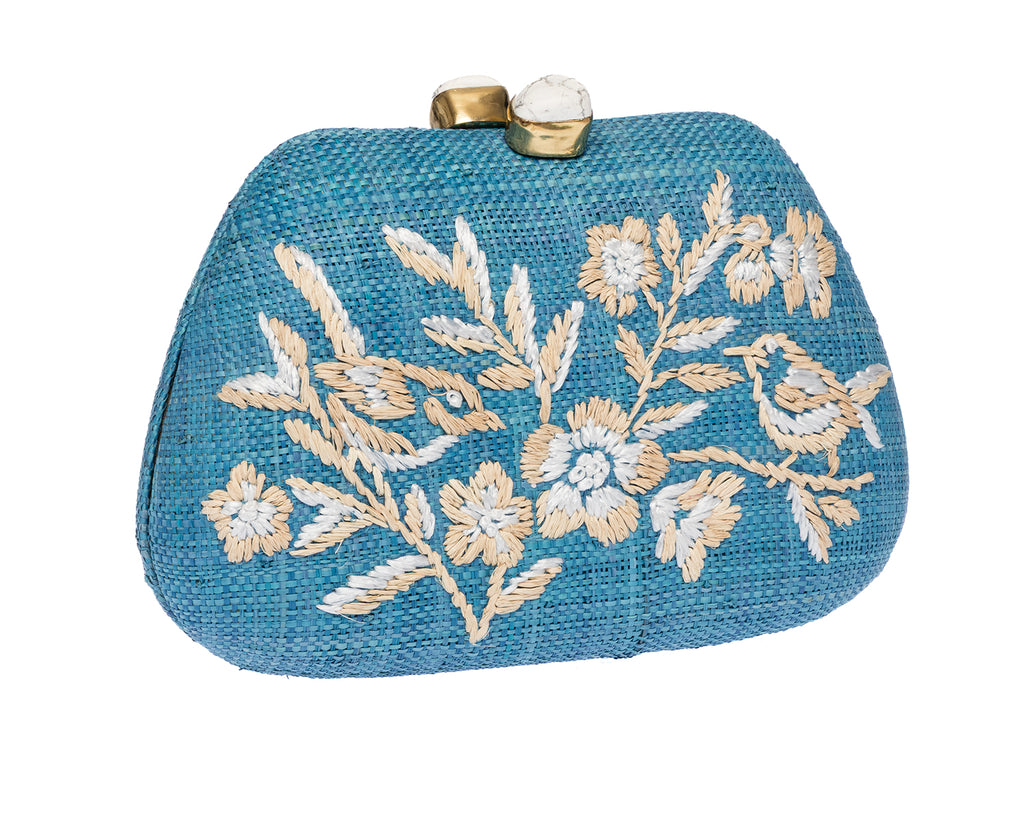 Tamu Clutch in Blue/White