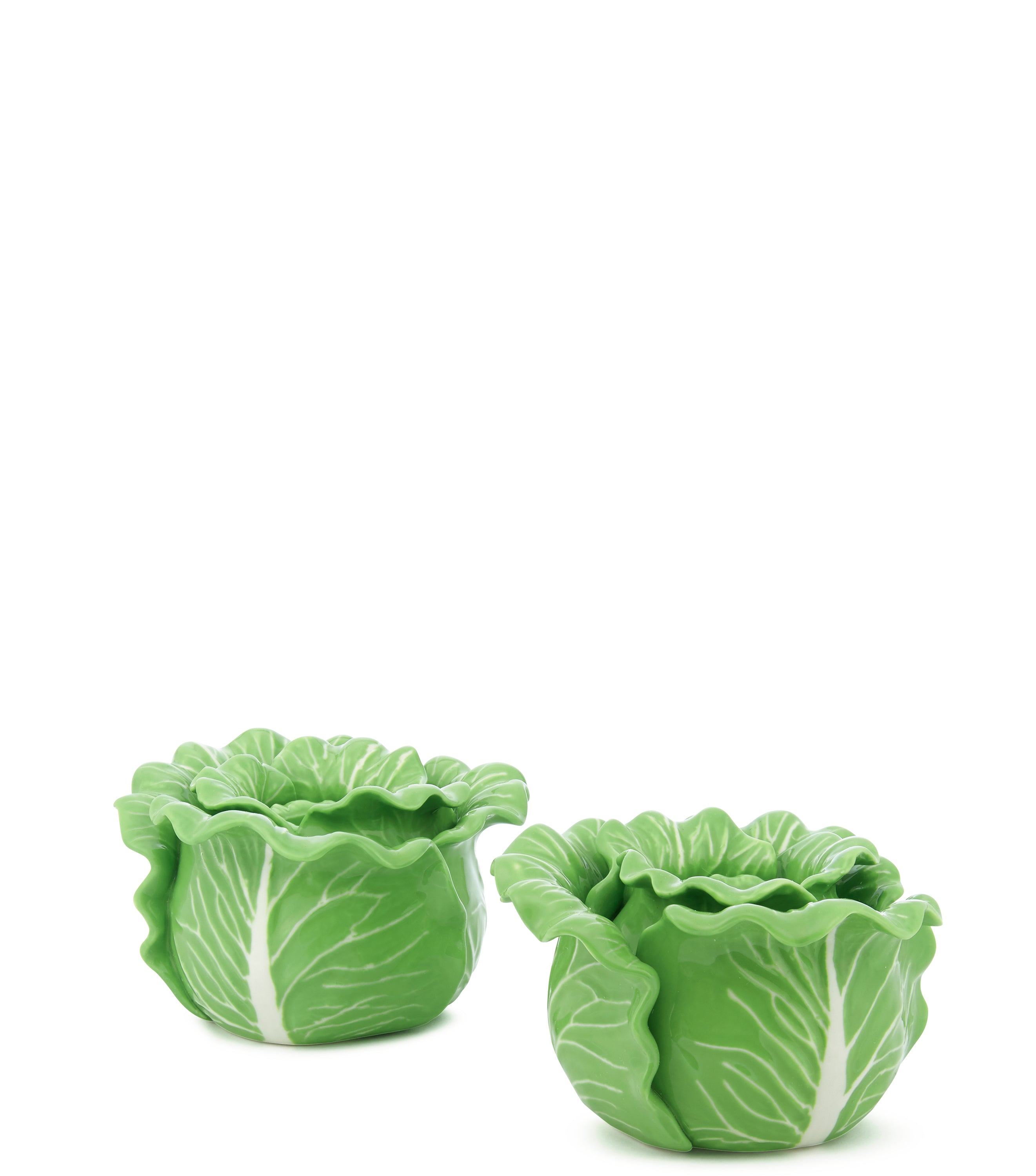 Lettuce Ware Candle Holder in Green, Set of 2