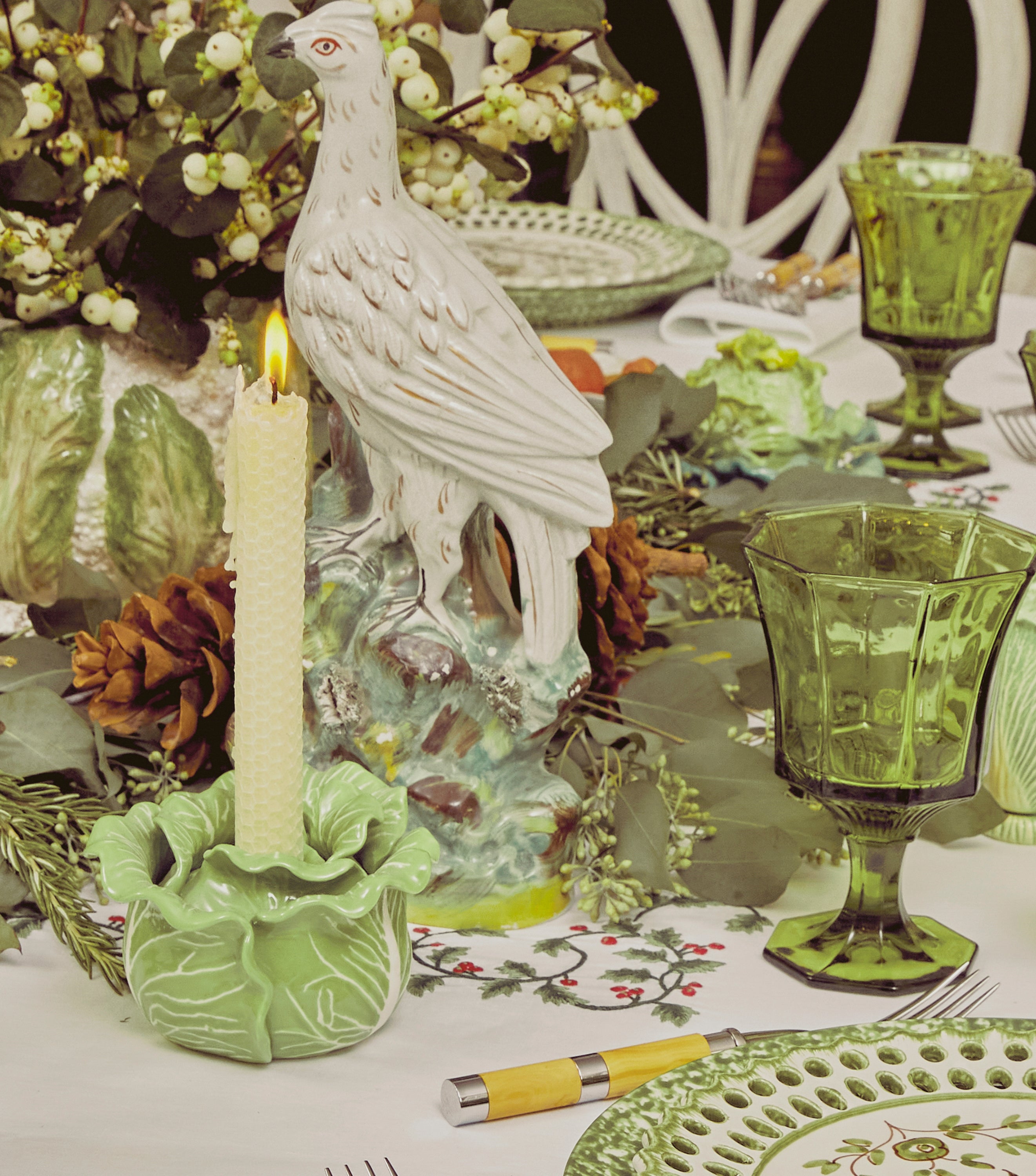 Lettuce Ware Candle Holder in Green, Set of 2