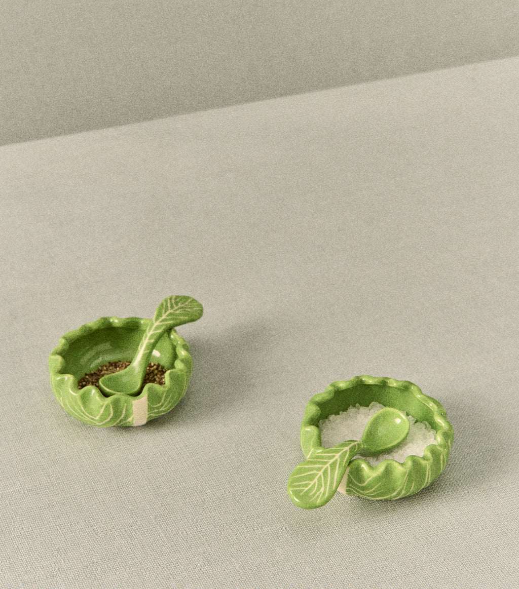 Lettuce Ware Salt Cellar, Set of 2