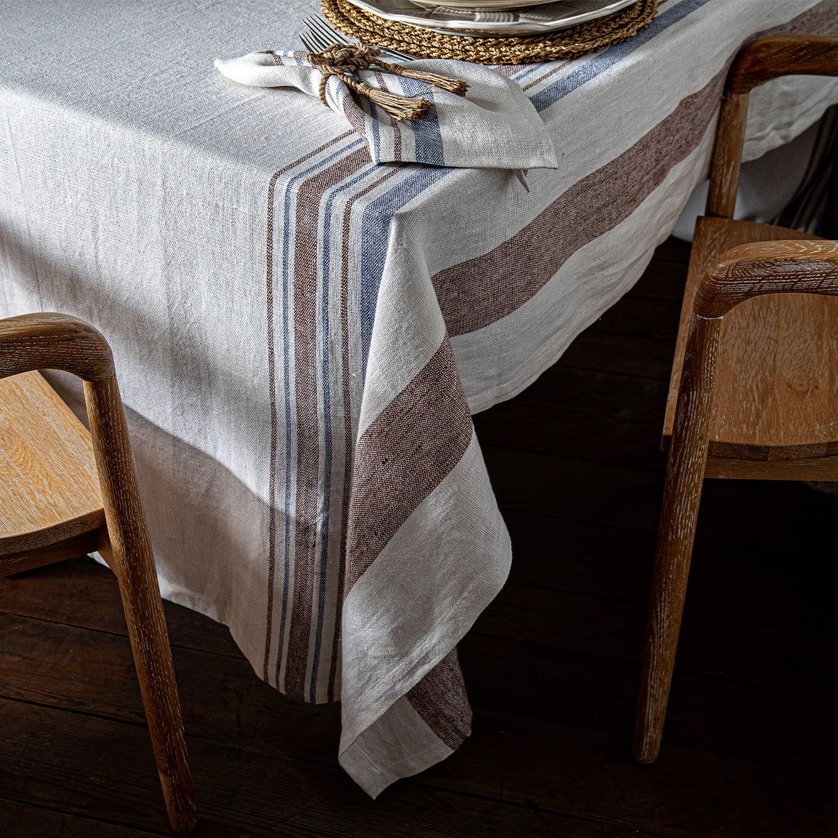 Danish Stripe 60" x 120" Tablecloth in Taupe
