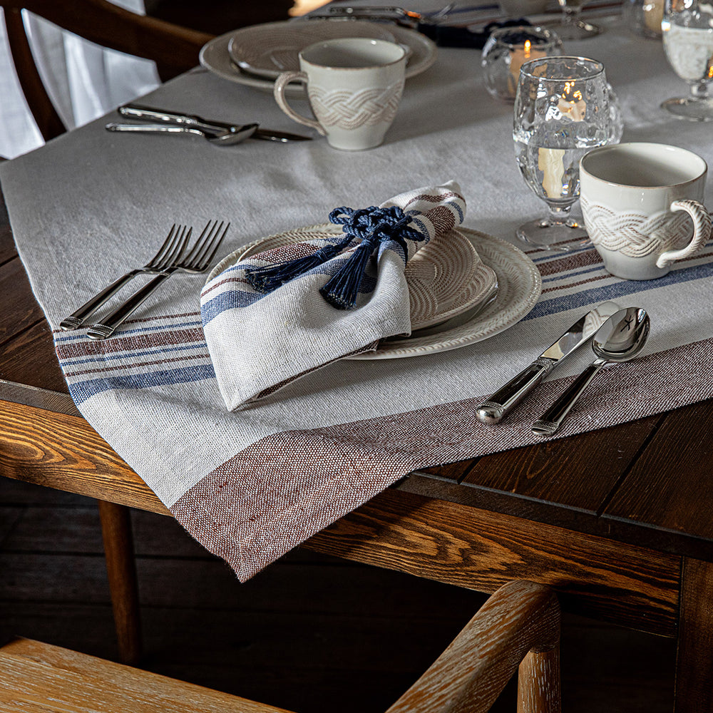 Danish Stripe 52" Table Square in Taupe