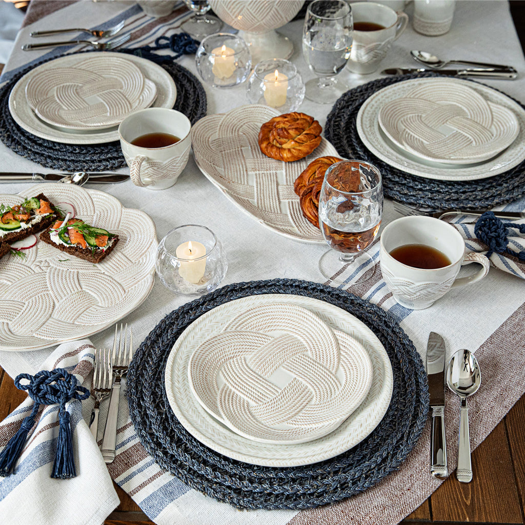 Danish Stripe 52" Table Square in Taupe