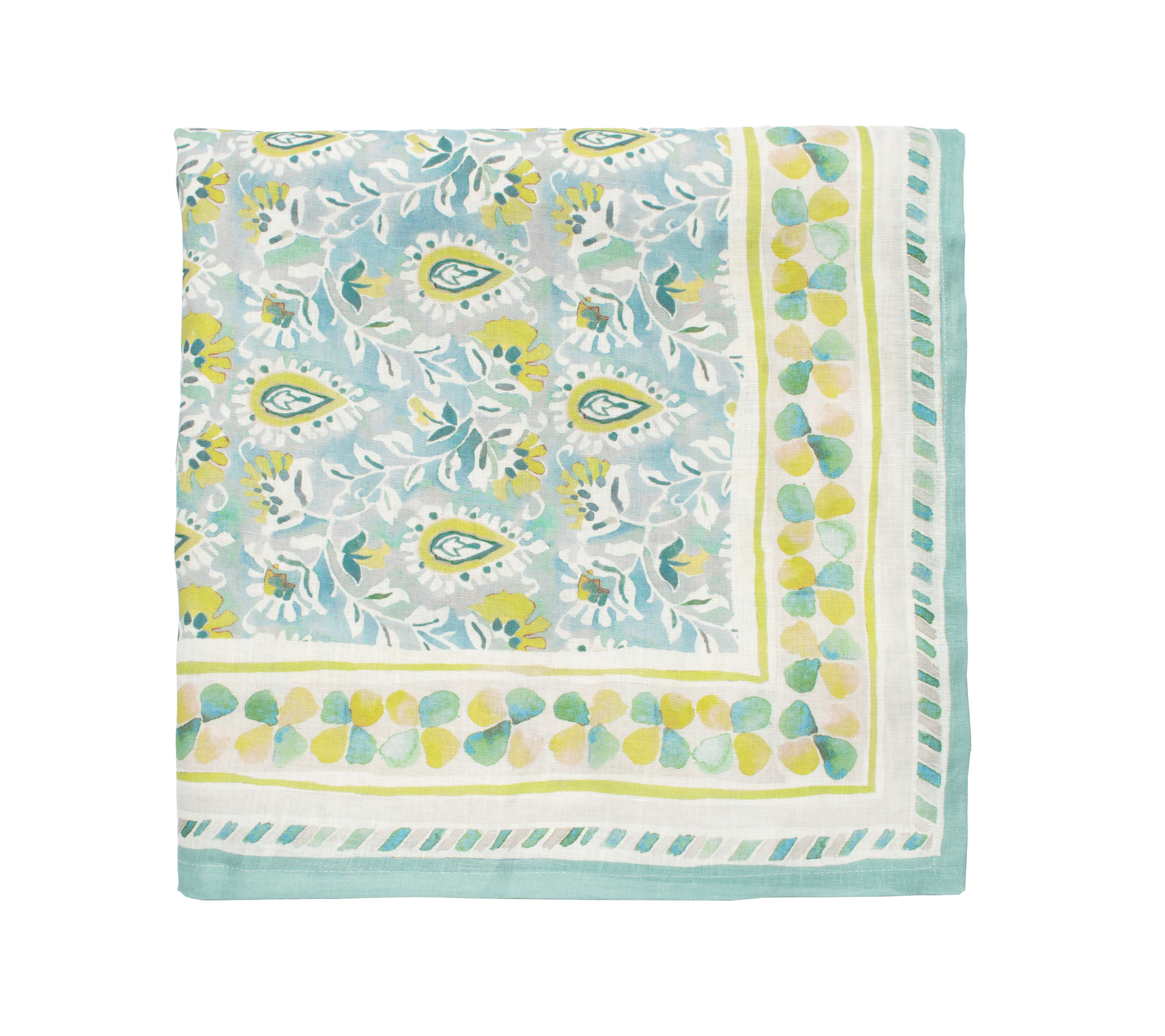 Mira Tablecloth in Seafoam & Green