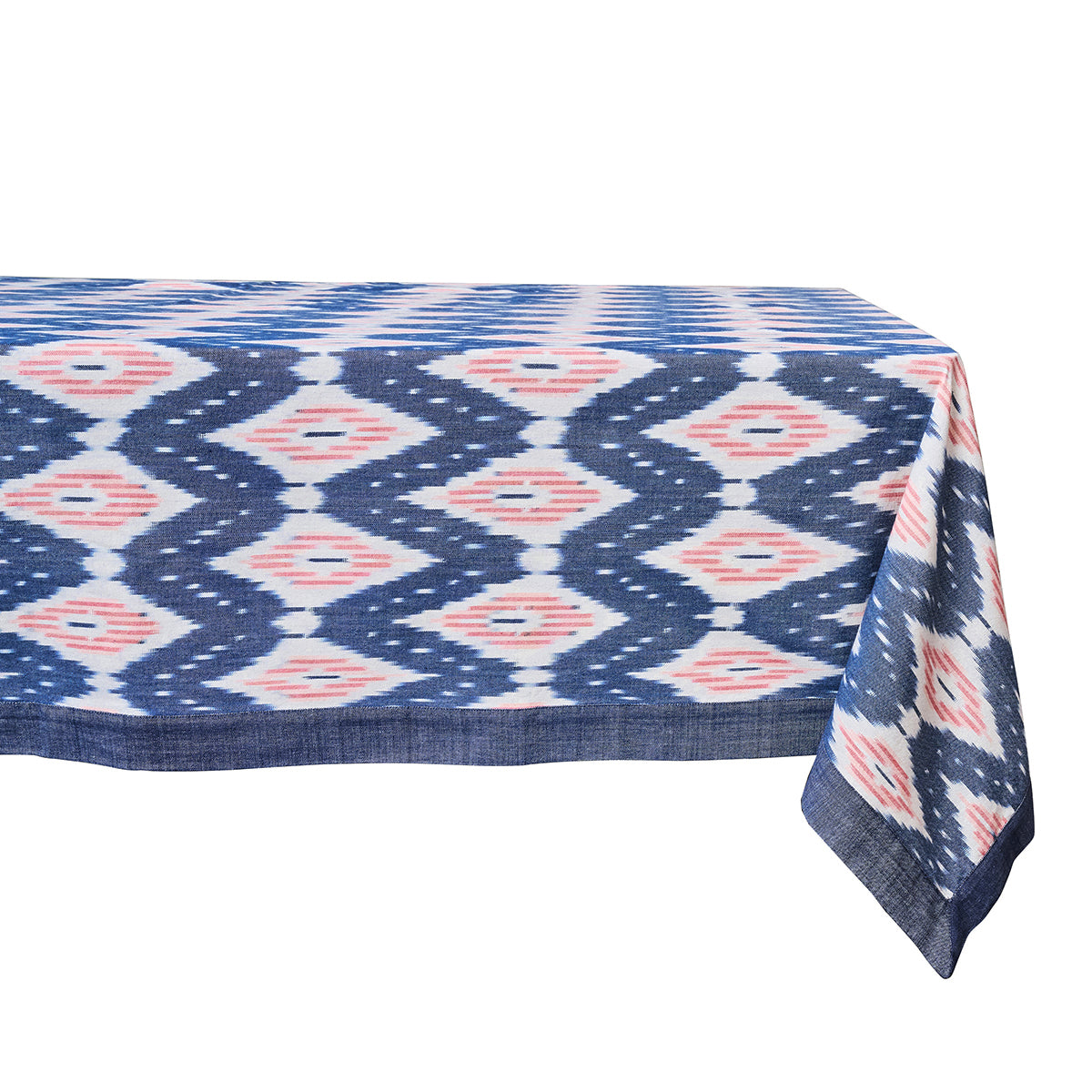 Ikat 60" x 120" Tablecloth in Blue and Pink