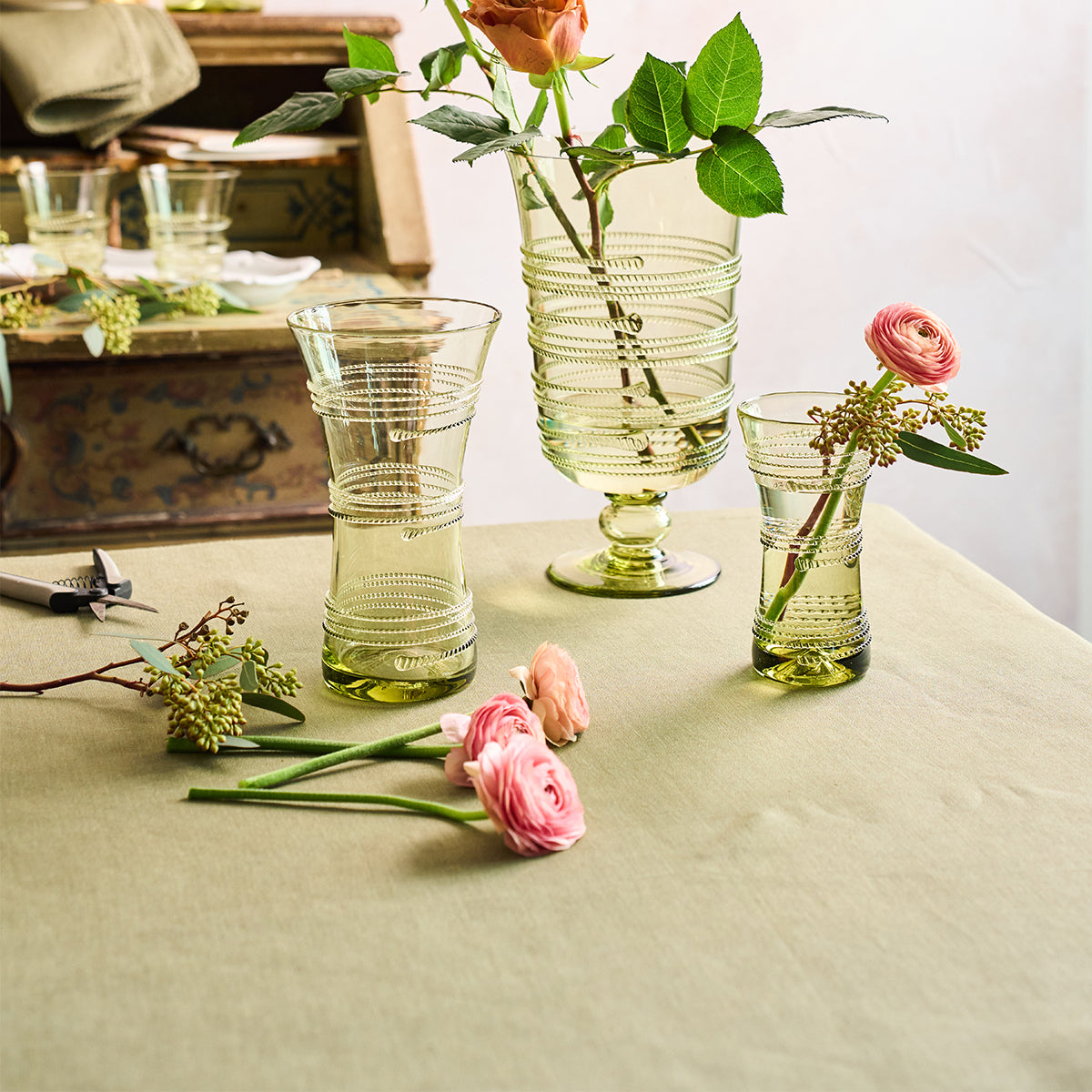 Berry Scallop 60" x 120" Tablecloth in Sage