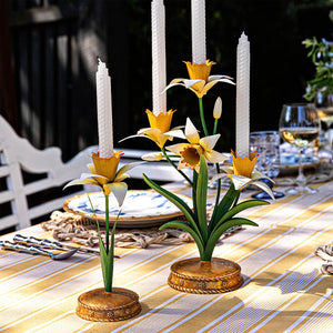 Meadow Walk Daffodil 14" Centerpiece Candelabra in Yellow